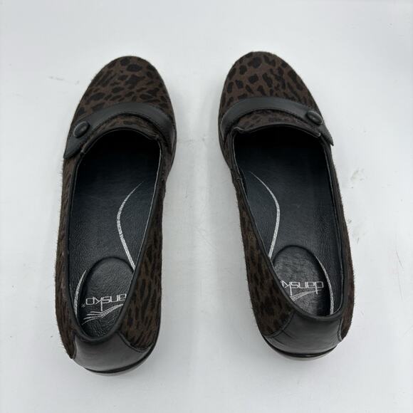Dansko Loafer Flats Womens Size 9 EU 40 Olena Brown Cheetah Real Fur Leather - Picture 5 of 9